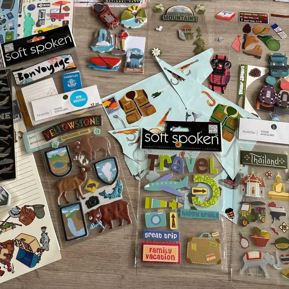 Travel & Outdoors Themed Stickers - Large Lot - for Scrapbook Crafts Collection